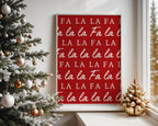 Fa La La Christmas Wall Art, Red Holiday Poster, Funny Xmas Printable Decor, Minimalist Christmas Typography Print, Festive DIGITAL DOWNLOAD