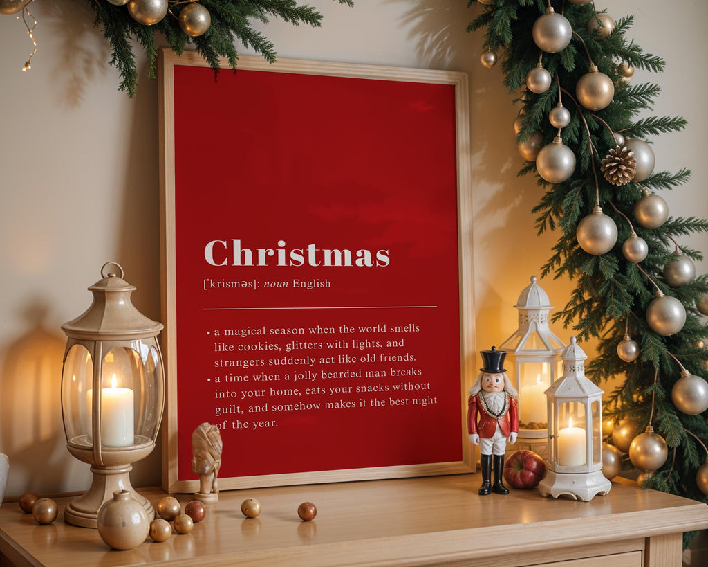 Christmas Definition Wall Art, Funny Holiday Poster, Red Christmas Typography Print, Minimalist Xmas Printable, Festive DIGITAL DOWNLOAD