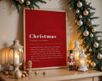 Christmas Definition Wall Art, Funny Holiday Poster, Red Christmas Typography Print, Minimalist Xmas Printable, Festive DIGITAL DOWNLOAD