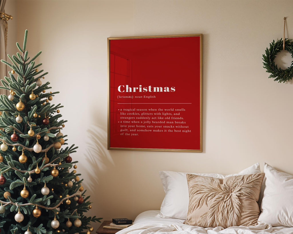 Christmas Definition Wall Art, Funny Holiday Poster, Red Christmas Typography Print, Minimalist Xmas Printable, Festive DIGITAL DOWNLOAD