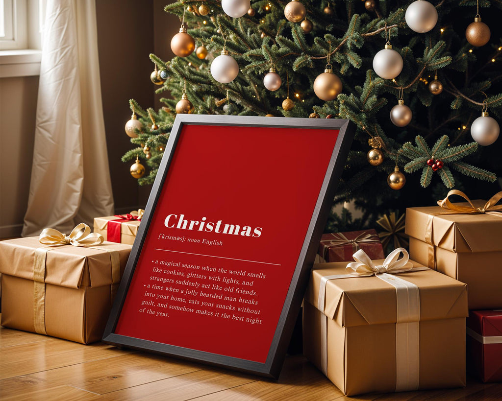 Christmas Definition Wall Art, Funny Holiday Poster, Red Christmas Typography Print, Minimalist Xmas Printable, Festive DIGITAL DOWNLOAD