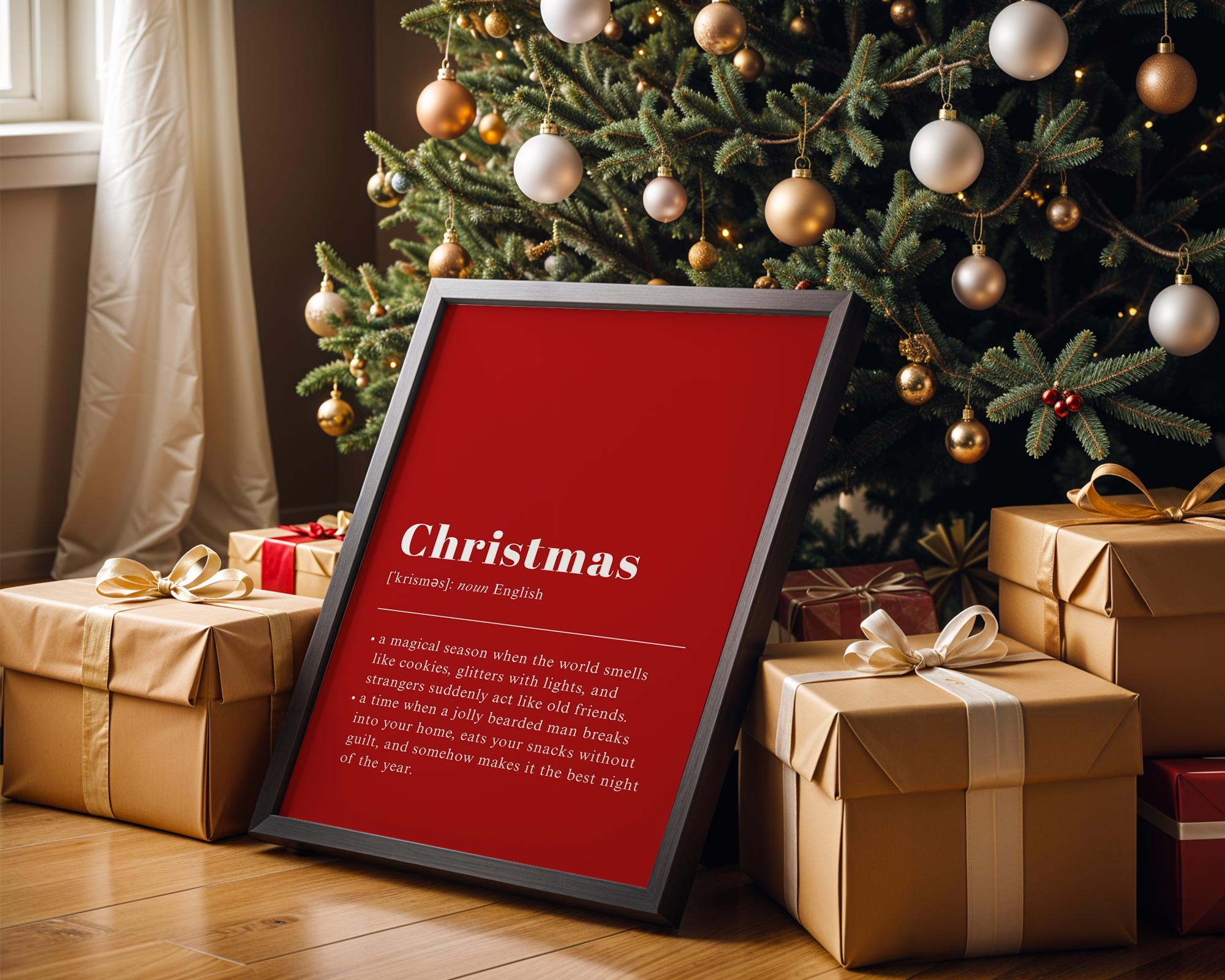 Christmas Definition Wall Art, Funny Holiday Poster, Red Christmas Typography Print, Minimalist Xmas Printable, Festive DIGITAL DOWNLOAD