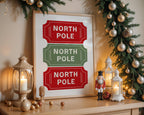North Pole Ticket Christmas Wall Art, Holiday Stub Poster, Vintage Xmas Printable, Festive Coupon Style Decor, Red Green Christmas Digital