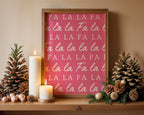 Fa La La Christmas Wall Art, Pink Holiday Printable, Modern Xmas Typography Poster, Festive Holiday Decor, Cute Merry Christmas DIGITAL