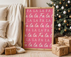 Fa La La Christmas Wall Art, Pink Holiday Printable, Modern Xmas Typography Poster, Festive Holiday Decor, Cute Merry Christmas DIGITAL