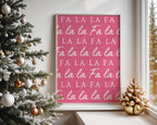 Fa La La Christmas Wall Art, Pink Holiday Printable, Modern Xmas Typography Poster, Festive Holiday Decor, Cute Merry Christmas DIGITAL