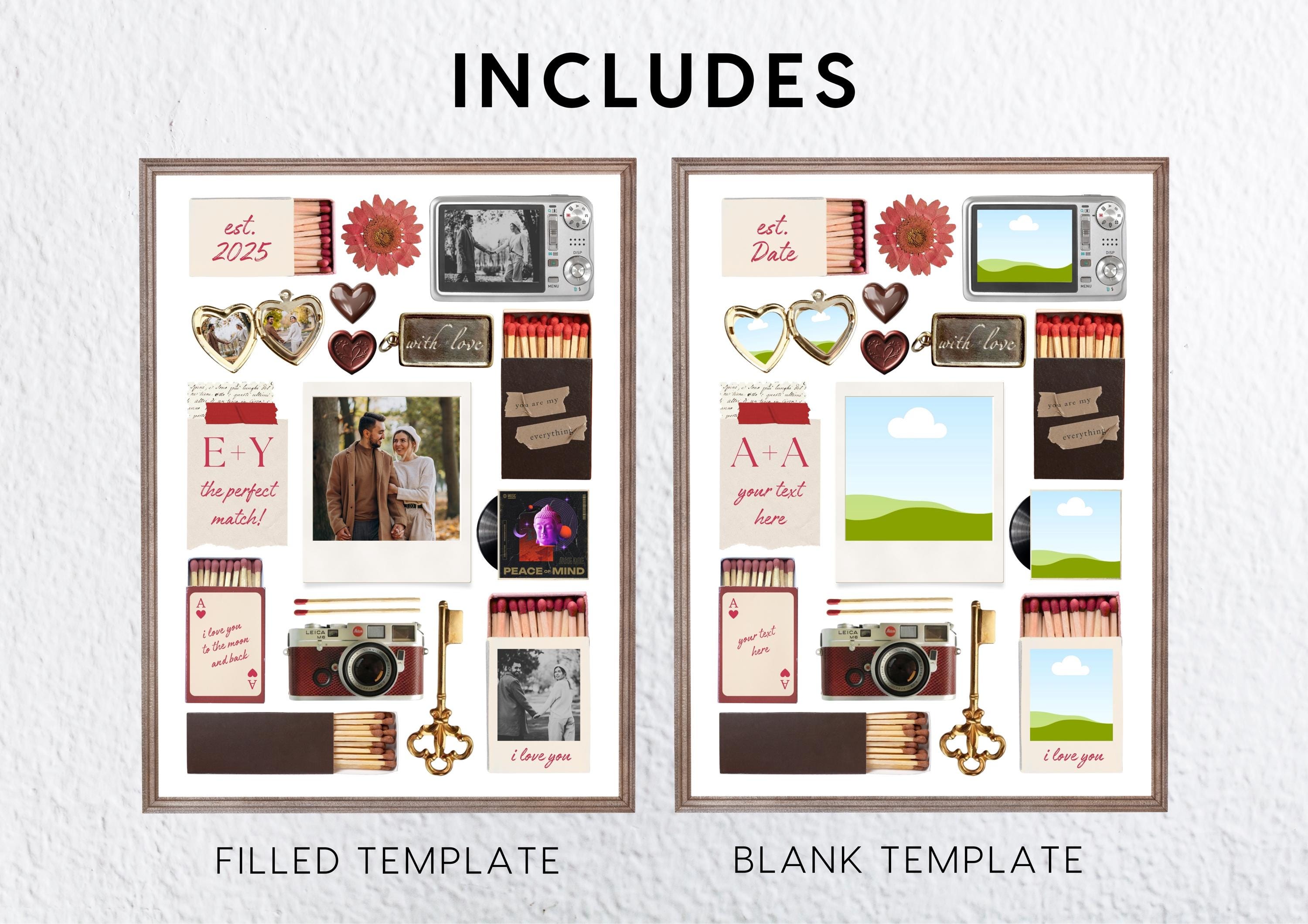 Editable Canva Template Matchbox Poster, Personalized Photo Collage Wall Art, Custom Anniversary Gift for Couples Wedding Engagement DIGITAL