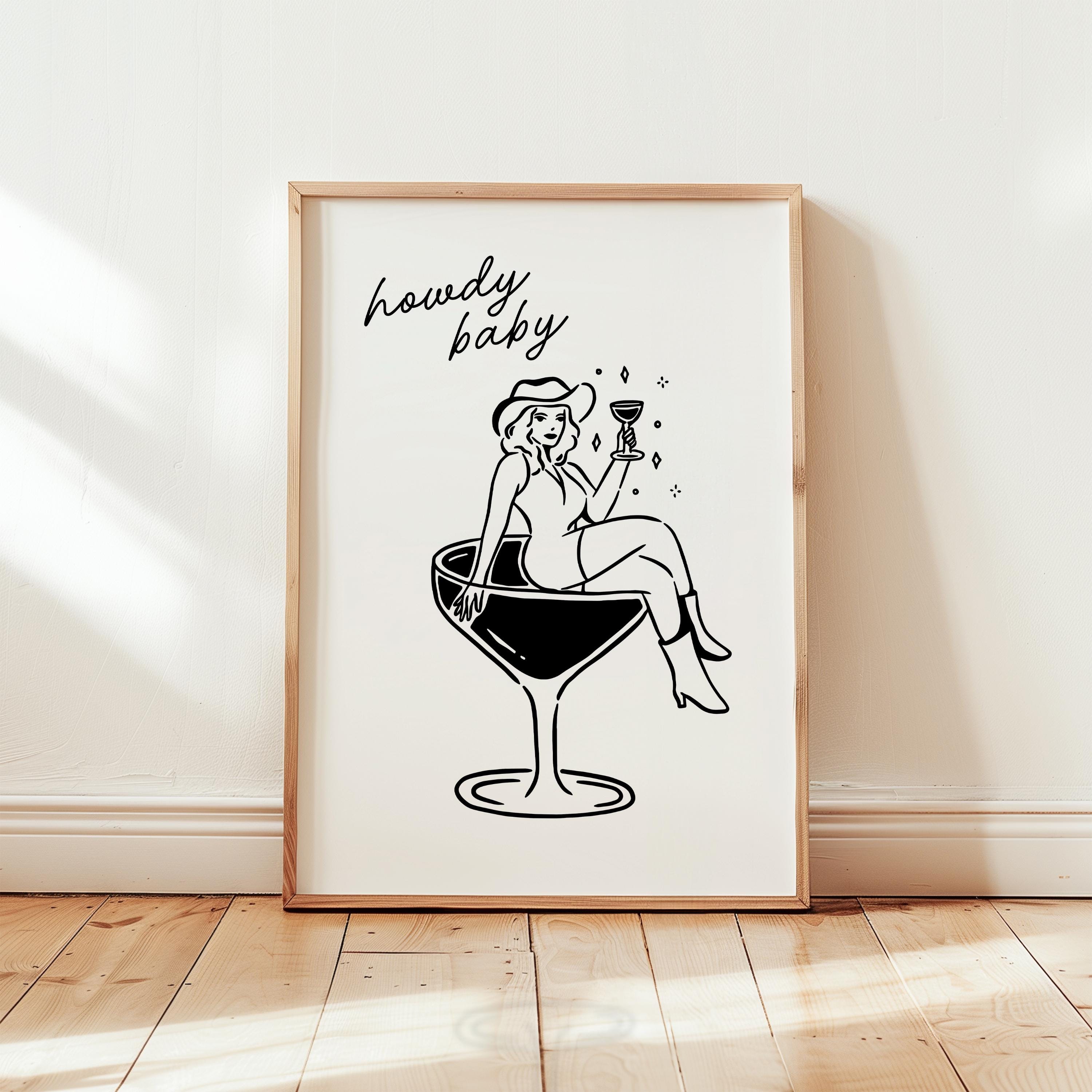 Western Cowgirl Wall Art Set of 3 Prints, Howdy Baby Cocktail Boots Quote Poster, Rustic Bachelorette Party Decor, DIGITAL DOWNLOAD
