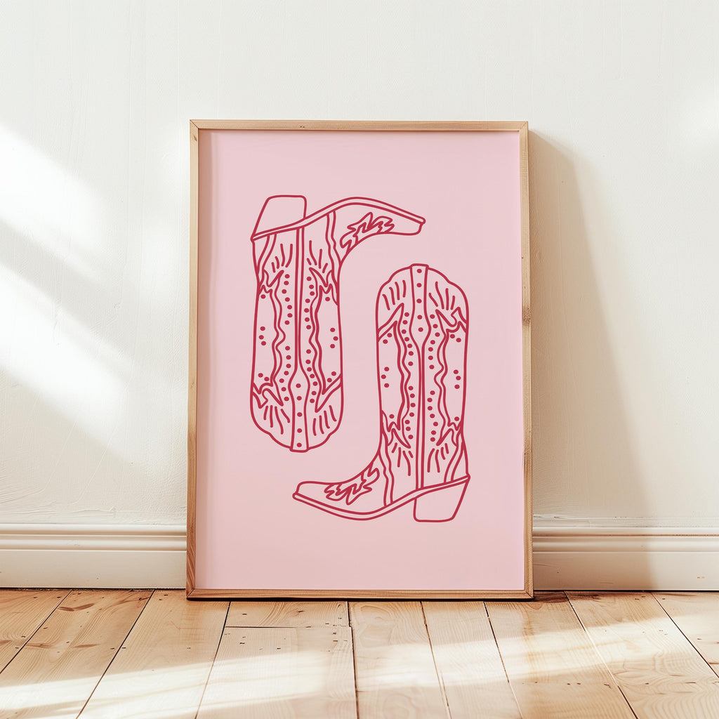 Pink Western Cowgirl Wall Art Set of 3 Prints, Howdy Baby Cocktail Boots Quote Posters, Coquette Bachelorette Party Decor, DIGITAL DOWNLOAD