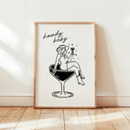 Howdy Baby Cowgirl Wall Art Print, Western Cocktail Poster, Retro Pin Up Girl Cowboy Hat Decor, Bachelorette Party Gift, DIGITAL DOWNLOAD