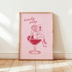 Howdy Baby Western Wall Art, Retro Cowgirl Cocktail Poster, Funny Bar Cart Decor, Pink Digital Print, Preppy Coquette Dorm Room Aesthetic