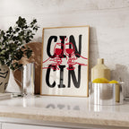 Cin Cin Print Trendy Printable Art, Wine Poster Black & Red Fun Wall Art, Aesthetic Room Decor Retro Wine Drawing, Bar Cart Print, DIGITAL
