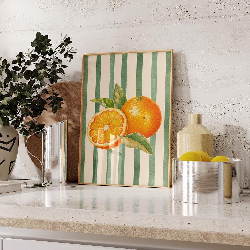 Orange Wall Decor, Orange Fruit Poster, Modern Farmhouse Kitchen Print, Trendy Food Art, Retro Kitchen Art, Fruit Wall Decor, DIGITAL PRINT