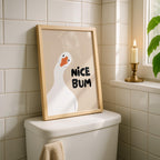 Funny Bathroom Wall Art Set of 6, Beige Retro Peach Sweet Cheeks Prints, Guest Check Quote Decor, Funny Goose Nice Bum Printable Art DIGITAL