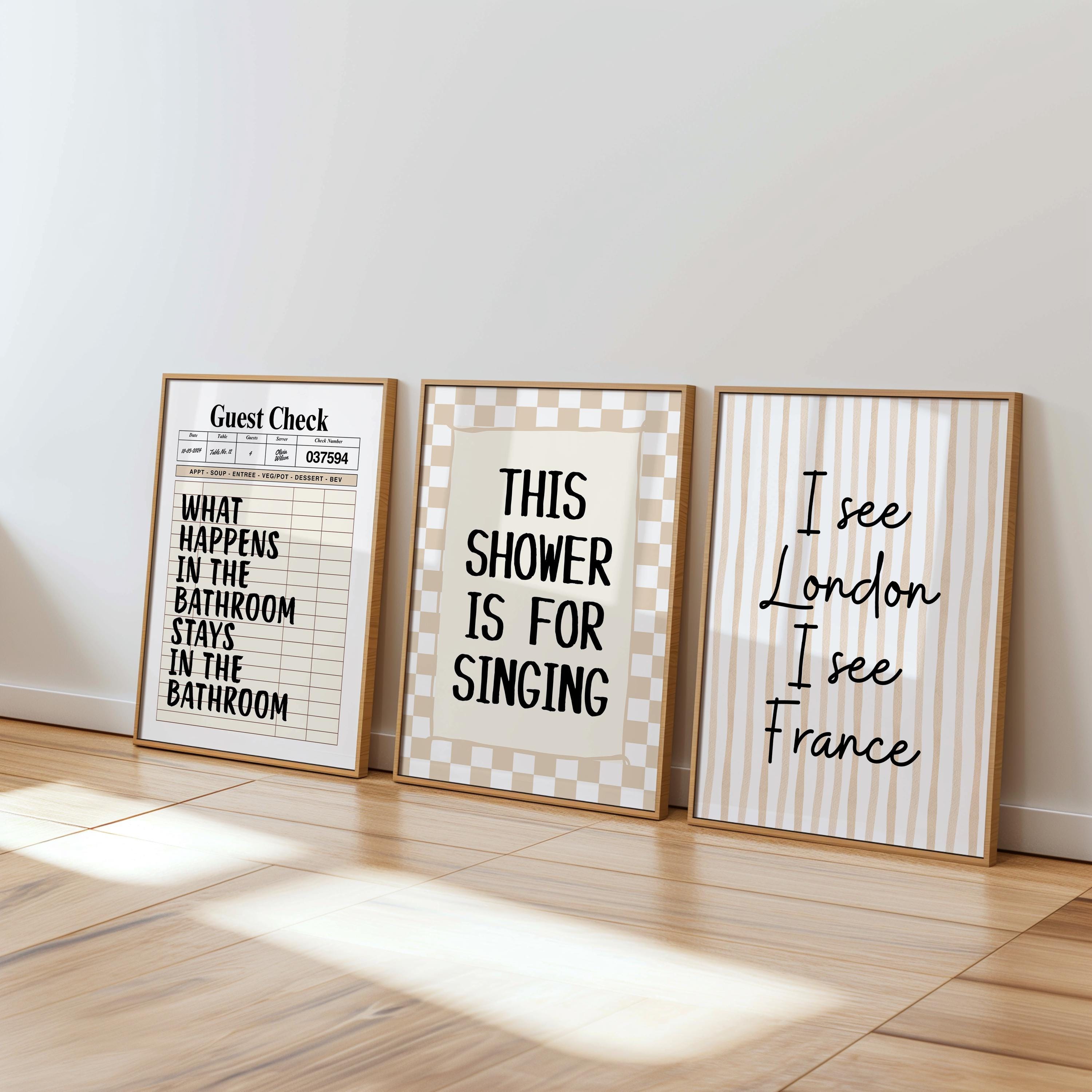 Funny Bathroom Wall Art Set of 6, Beige Retro Peach Sweet Cheeks Prints, Guest Check Quote Decor, Funny Goose Nice Bum Printable Art DIGITAL