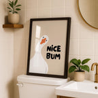 Nice Bum Cute Bathroom Wall Art Funny Bathroom Print Trendy Minimalist Cute Decor beige Funny Bathroom Wall Art Print Silly Goose Print
