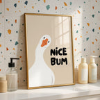 Nice Bum Cute Bathroom Wall Art Funny Bathroom Print Trendy Minimalist Cute Decor beige Funny Bathroom Wall Art Print Silly Goose Print