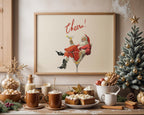 Retro Christmas Santa Cheers Print, Funny Holiday Wall Art, Mid Century Cocktail Santa Poster, Festive Bar Decor, Vintage Christmas Gift
