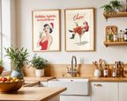 Cheers Santa Claus Poster, Funny Retro Christmas Wall Art, Vintage Holiday Cocktail Print, Santa Martini Bar Cart Decor Gift DIGITAL