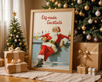 Retro Santa Bar Print, Elf-Made Cocktails Christmas Poster, Funny Holiday Wall Art, Vintage Santa Claus Drink Decor Gift, DIGITAL DOWNLOAD