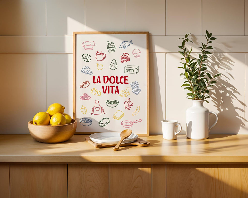 Italian Kitchen Wall Art Set of 6, Pasta Lover Prints, Wine Bar Decor, Buon Appetito Art, Happy Hour Posters, La Dolce Vita Kitchen Gallery