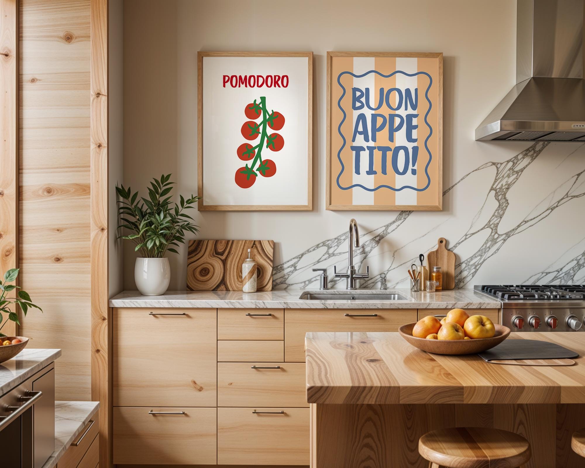 Italian Kitchen Wall Art Set of 6, Pasta Lover Prints, Wine Bar Decor, Buon Appetito Art, Happy Hour Posters, La Dolce Vita Kitchen Gallery