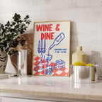 Kitchen Print Set, Food Wall Art Set of 3, Retro Happy Hour Digital Prints, Pasta Club Gallery Wall Set, Wine & Dine Trendy Wall Art