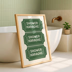 Shower Karaoke Print, Funny Bathroom Wall Art, Retro Ticket Poster, Green Check Print, Humorous Bathroom Decor, Digital Download Gift