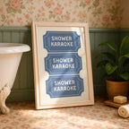 Shower Karaoke Print, Funny Bathroom Wall Art, Blue Ticket Poster, Retro Bathroom Decor, Humorous Wall Art Gift, DIGITAL DOWNLOAD