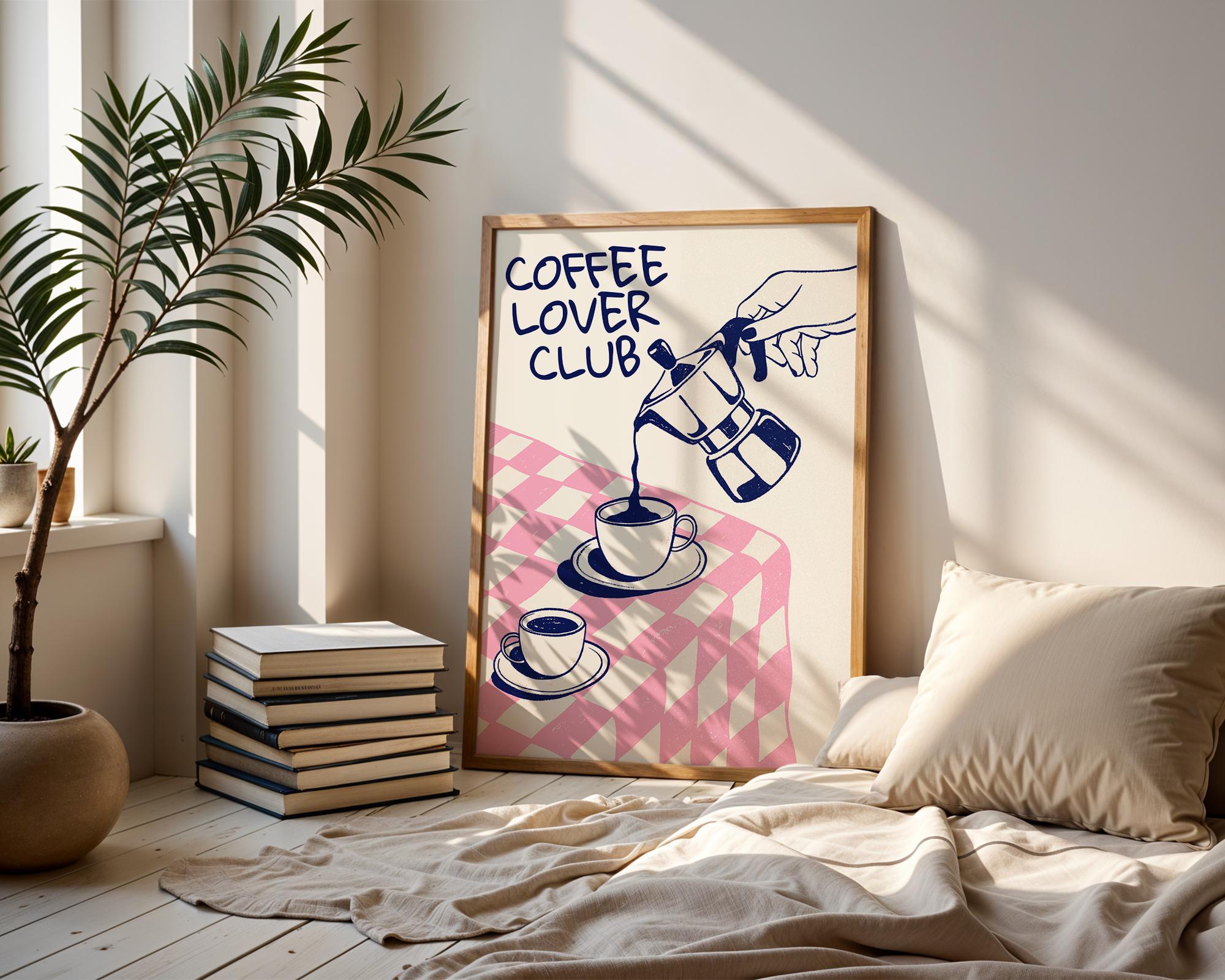 Set Of 3 Coffee Lover Club Wall Art, Retro Coffee Poster, Coffee Cart Print, Coffee Station Decor, Coffee Lover Gift, Coffee Bar Print Art