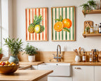 Retro Fruit Abstract Kitchen Art Print Set of 3 Gallery Minimalist Wall Art Orange Watermelon Pineapple Fruit Market Print Digital Download