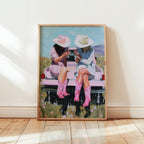 Western Cowgirl Art Print, Pink Cowboy Boots Wall Art, Country Girls Wine Truck Poster, Ranch Style Decor, Southern Wall Print, DIGITAL