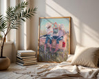 Cowgirl Wine Art Print, Western Country Girls Poster, Pink Cowboy Boots Wall Art, Ranch Truck Decor, Southern Friendship Print, DIGITAL