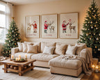 Set of 3 Christmas Prints Christmas Santa Claus with a Deer Print Xmas Printable Home Decor Christmas decorations Christmas Wall Art DIGITAL