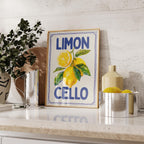Limoncello Lemon Wall Art, Italian Kitchen Decor, Summer Fruit Poster, Retro Mediterranean Print, Bar Cart Wall Art, DIGITAL DOWNLOAD