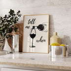 Tell Me When Poster Retro Wine Print, Cheers Printable Art Black Trendy Wall Art, Cin Cin Poster, Black Bar Cart Decor Fun Wall Art DIGITAL