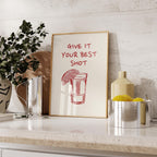 Give It Your Best Shot Red Print Bar cart Print Liquor Poster Modern Bar Cart Wall Art Vodka Poster Red Tequila Print DIGITAL DOWNLOAD