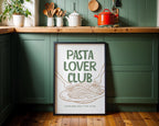 Pasta Lover Club Poster, Italian Kitchen Wall Art, Funny Food Print, Modern Green Beige Typography, Dining Room Decor, DIGITAL DOWNLOAD