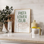 Pasta Lover Club Poster, Italian Kitchen Wall Art, Funny Food Print, Modern Green Beige Typography, Dining Room Decor, DIGITAL DOWNLOAD
