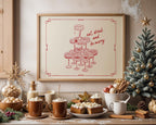 Eat Drink and Be Merry Horizontal Print, Champagne Tower Poster, Christmas Bar Cart Decor, Holiday Wall Art, Festive Kitchen Gift DIGITAL