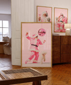 Funny Pink Santa Wall Art, Disco Christmas Poster, Cool Holiday Printable, Cute Dog Santa Print, Trendy Dorm Room Xmas Decor DIGITAL