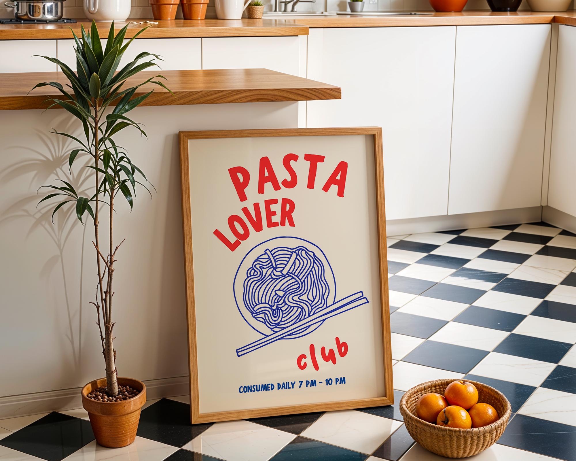 Kitchen Print Set, Food Wall Art Set of 3, Retro Happy Hour Digital Prints, Pasta Club Gallery Wall Set, Wine & Dine Trendy Wall Art