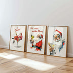 Retro Christmas Bar Art Set of 6, Vintage Santa Cocktail Prints, Holiday Wall Decor, Festive Drink Posters, Xmas Bar Cart Bundle, DIGITAL