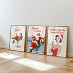 Retro Christmas Bar Art Set of 6, Vintage Santa Cocktail Prints, Holiday Wall Decor, Festive Drink Posters, Xmas Bar Cart Bundle, DIGITAL