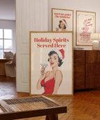 Retro Christmas Bar Art Set of 6, Vintage Santa Cocktail Prints, Holiday Wall Decor, Festive Drink Posters, Xmas Bar Cart Bundle, DIGITAL