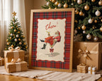 Cheers Santa Christmas Bar Cart Print, Vintage Plaid Cocktail Art, Retro Holiday Decor, Funny Martini Santa Poster Gift, DIGITAL DOWNLOAD