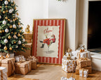 Cheers Santa Claus Poster, Retro Christmas Wall Art, Funny Vintage Holiday Print, Red Stripe Santa Martini Bar Cart Decor DIGITAL DOWNLOAD