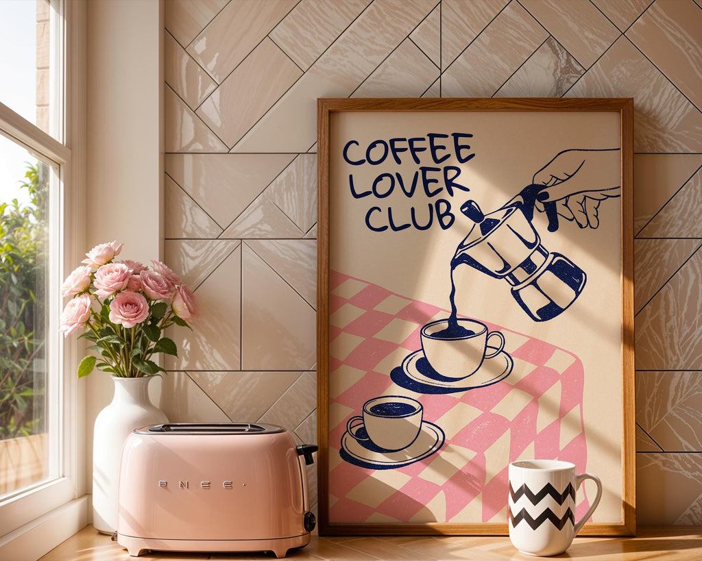 Set Of 3 Coffee Lover Club Wall Art, Retro Coffee Poster, Coffee Cart Print, Coffee Station Decor, Coffee Lover Gift, Coffee Bar Print Art