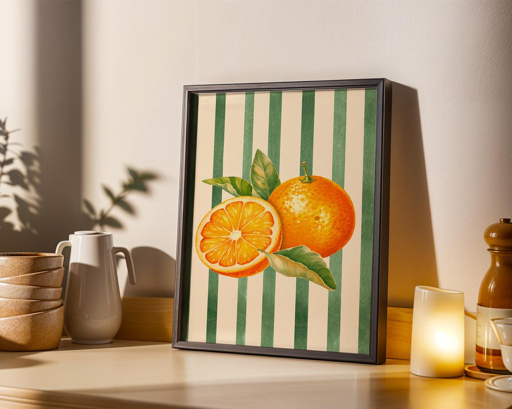Retro Fruit Abstract Kitchen Art Print Set of 3 Gallery Minimalist Wall Art Orange Watermelon Pineapple Fruit Market Print Digital Download