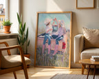 Cowgirl Wine Art Print, Western Country Girls Poster, Pink Cowboy Boots Wall Art, Ranch Truck Decor, Southern Friendship Print, DIGITAL